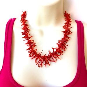 Vintage genuine red branch Coral necklace 18” sterling silver clasp